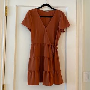 Abercrombie Women's Tiered Wrap Mini Dress - Burnt Orange